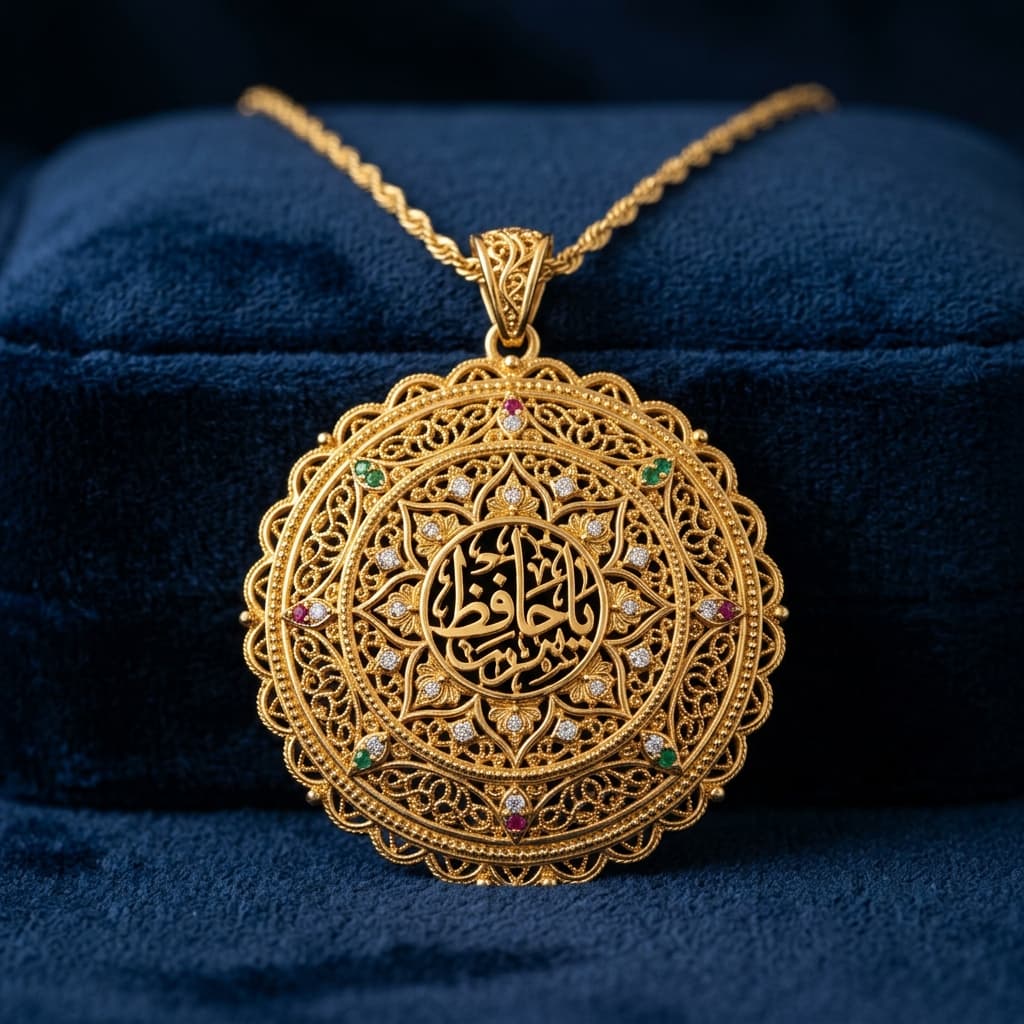 قلادة ذهب عيار 24 بتصميم تراثي